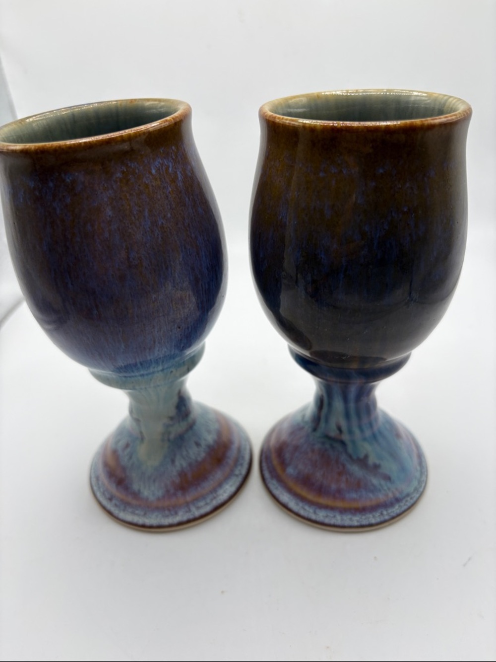 Bill Campbell Pottery Pair of Wine Goblets